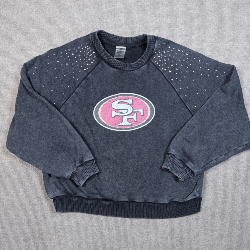Gameday Couture San Francisco 49ers Rhinestone Sweatshirt Gray Pink Womens L